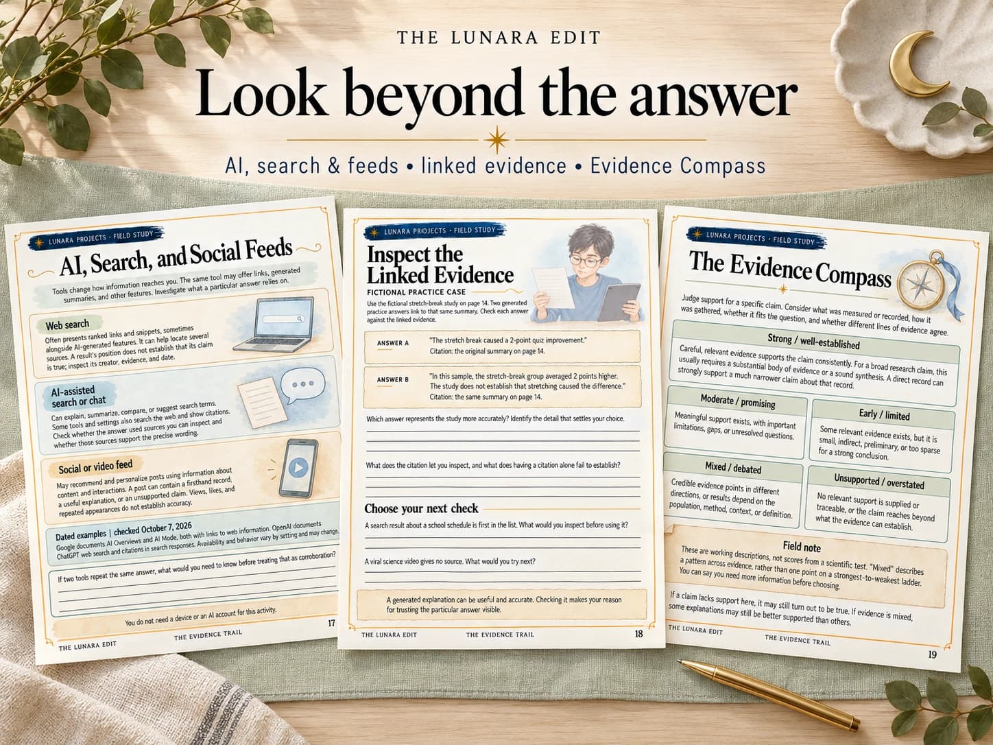 The Evidence Trail preview about AI-assisted answers, linked evidence and the Evidence Compass.