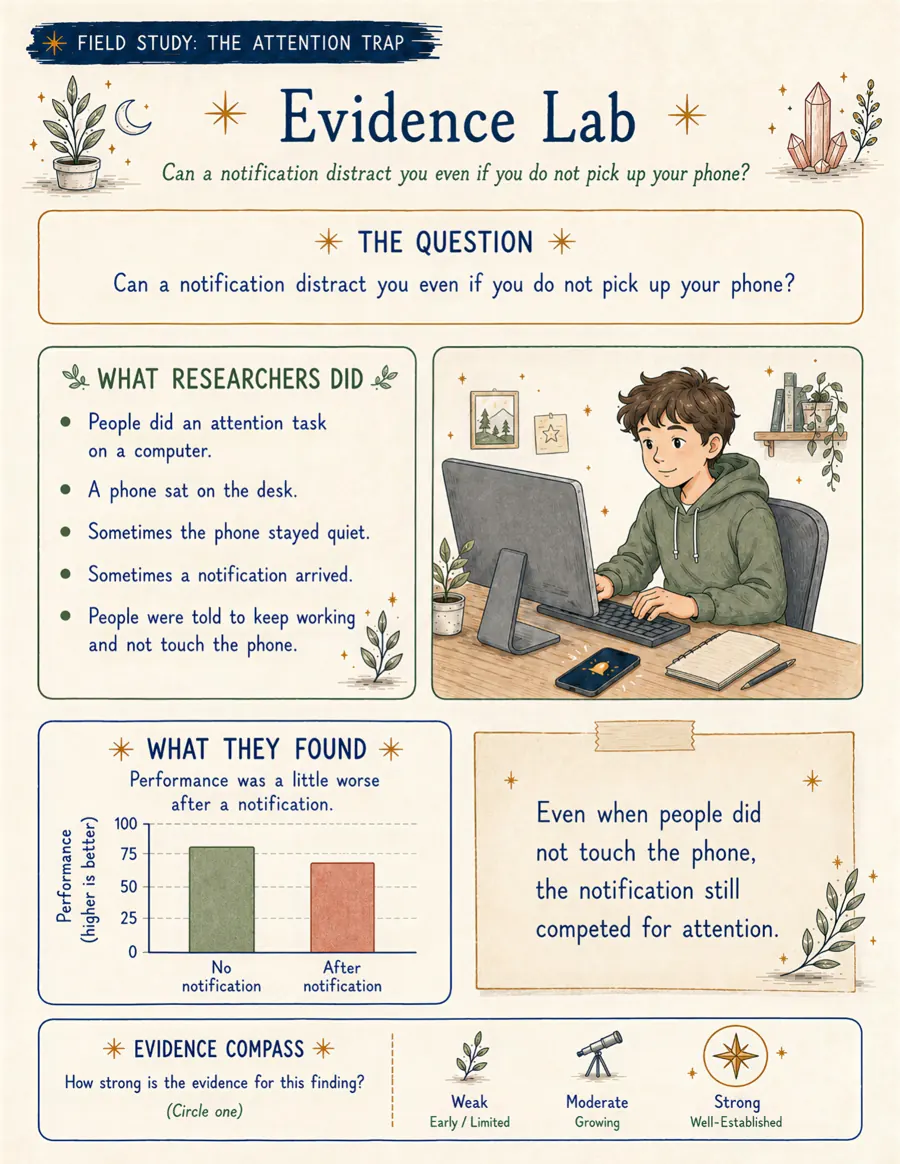 Actual Evidence Lab research worksheet from The Attention Trap
