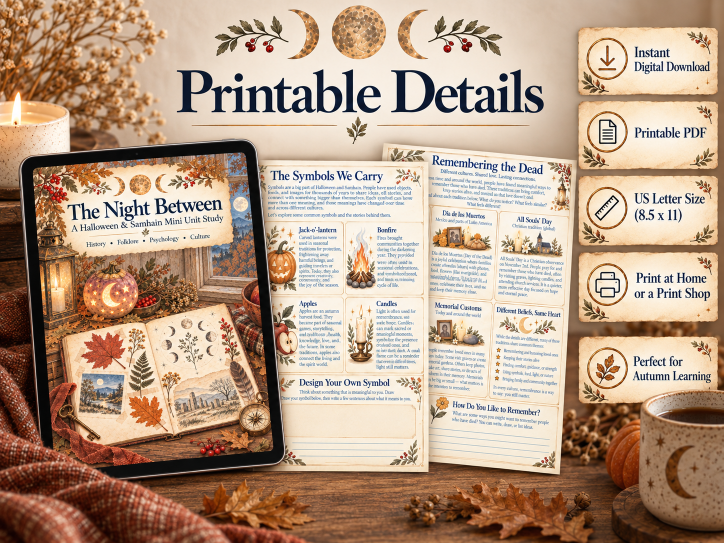 The Night Between printable study arranged for homeschool and autumn learning